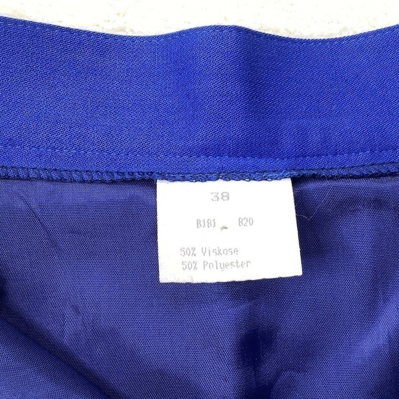 Skirt Midi Pencil 4 Slits Size S/M 38 Bright Blue Zip Tailor Made Austria Vtg - Picture 12 of 12